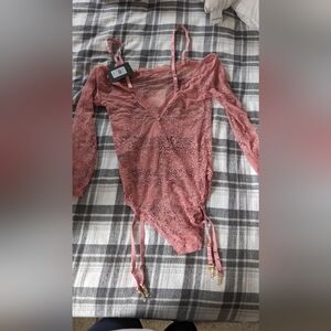 NWT Frederick's of Hollywood blush pink onesie